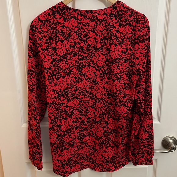 MICHAEL Michael Kors Red/Black Long Sleeve Blouse - Picture 2 of 5